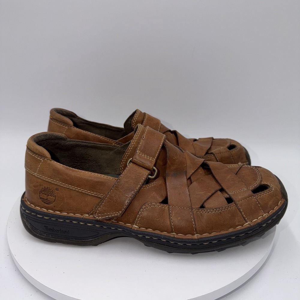 Timberland Altamont Fisherman Brown Leather Sandal Mens Size 9 Smart Comfort - Picture 2 of 8